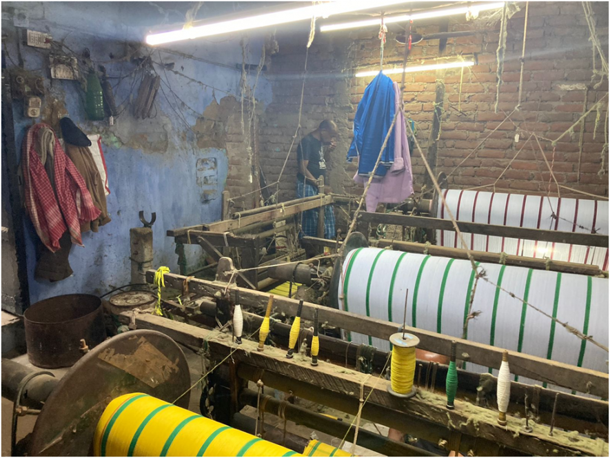 Handlooms set in a small room in Patwatoli