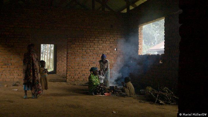 Batwa refugees are staying in the shell of a hospital