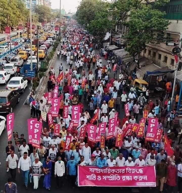 Kolkata: Left Parties March Against Rising Communalism, Jahangirpuri Demolition