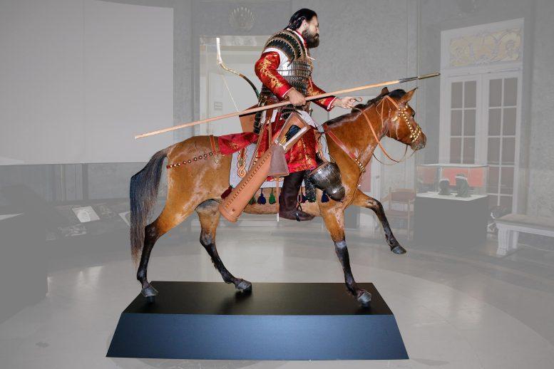 The image depicts a reconstructed Avar warrior. Image credit: SciTechDaily.