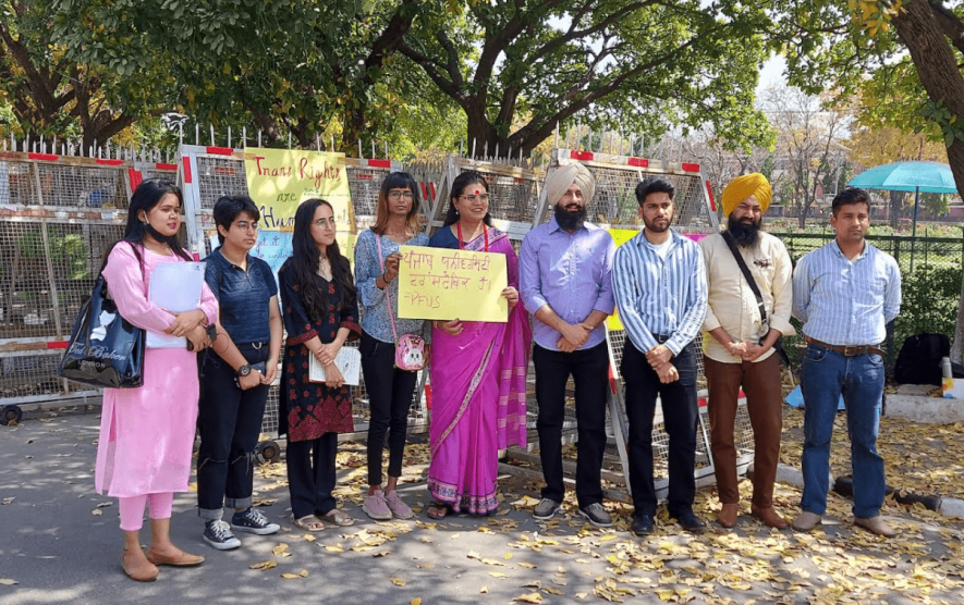 Yashika with Dhananjay and other students protesting in front of the V-C office at Panjab University, Chandigarh.
