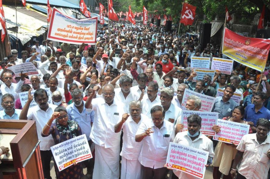 K Balakrishnan, CPI(M) state secretary and P Sampath, central committee member led the protest held in Chennai