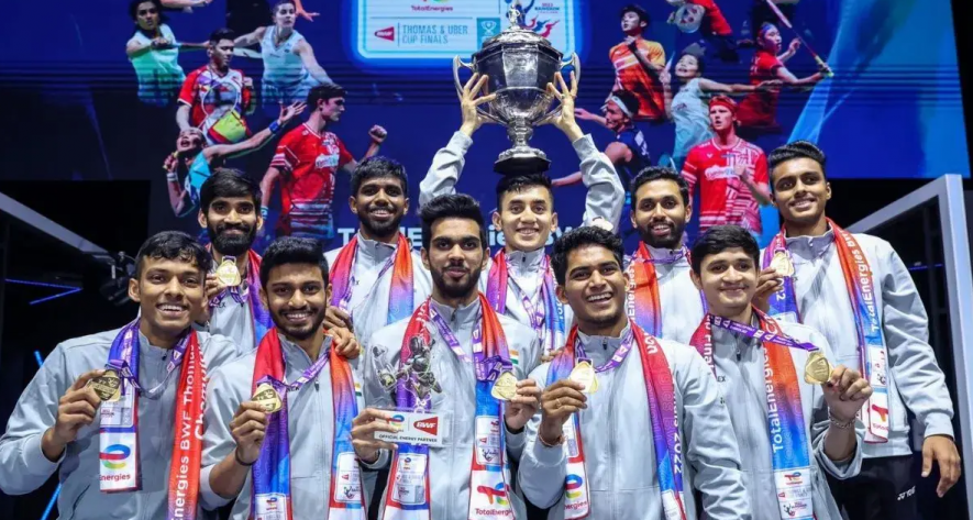 Indian badminton team players win Thomas Cup in Bangkok