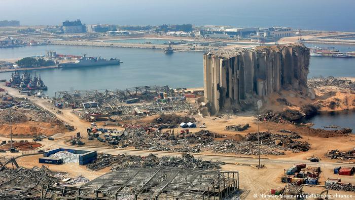 The ruined silos have become an enduring symbol of the port blast in August 2020