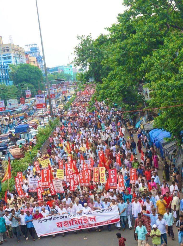 Left Front and Associate Parties Lead Huge Peace Rally in Kolkata Against Communal Violence