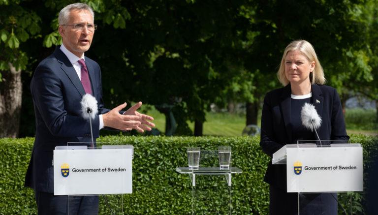 Joint press conference by NATO Secretary General Jens Stoltenberg (L) and Prime Minister of Sweden, Magdalena Andersson (R), June 13, 2022