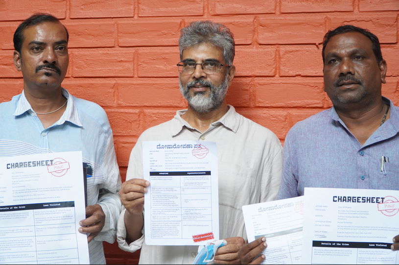 Activists present charge sheet against the minister