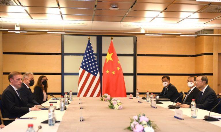 Yang Jiechi (1st R), Politbureau member of Chinese Communist Party met with US National Security Advisor Jake Sullivan (1st L), Luxembourg, June 13, 2022