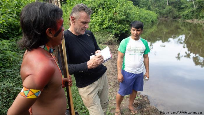 Dom Phillips (c) disappeared while documenting crimes against indigenous peoples in the resource-rich Amazon rainforest 
