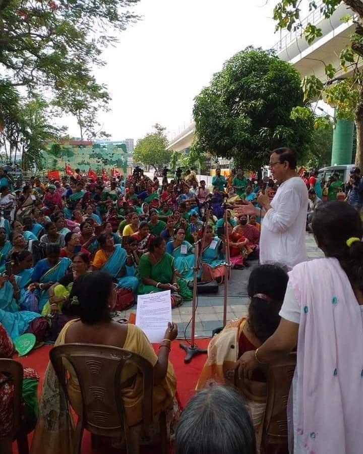Anganwadi workers rally at Saltlake