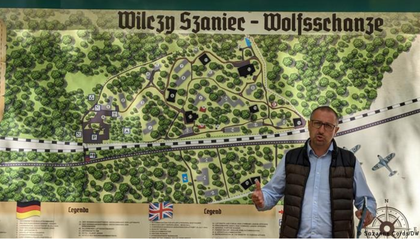 Tour guide Lukas Polubinski explains the layout of the Wolf's Lair