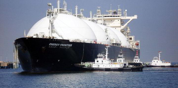 Maiden cargo- LNG tanker arrives in Chiba Prefecture, Japan, in 2009 with first shipment from Sakhalin 2 project in Russia