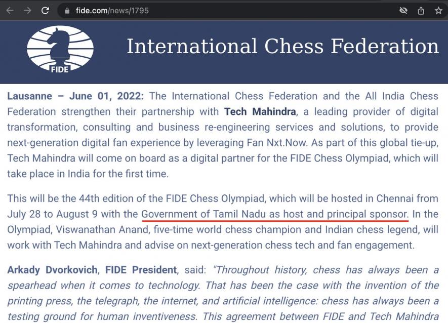 International Chess Federation on X: The Government of Tamil Nadu is doing  an exceptional job promoting the #ChessOlympiad. Today we could see an ad  on the front page of all major newspapers