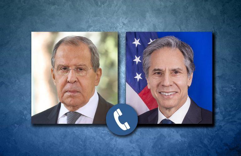 Russian Foreign Minister Sergey Lavrov (L) spoke with US Secretary of State Antony Blinken at latter’s request, Jul 29, 2022 