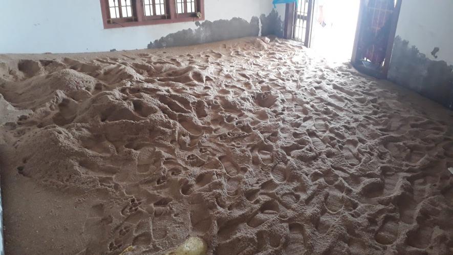 A room of one of the houses inundated with sand. (Image courtesy: Dr Vareethiah Konstantine).