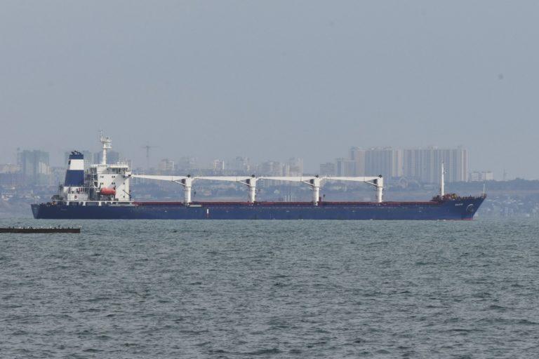 Cargo ship Razoni carrying 26000 tonnes of maize sailing from Odessa Port toward Bosphorus, Aug 1, 2022