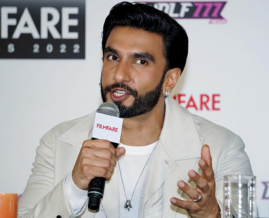 Bollywood actor Ranveer Singh addresses the press conference of the 67th Filmfare Awards 2022