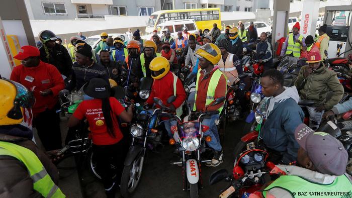 More than 80% of Kenyans, such as these motorbike taxi riders, work in the informal sector
