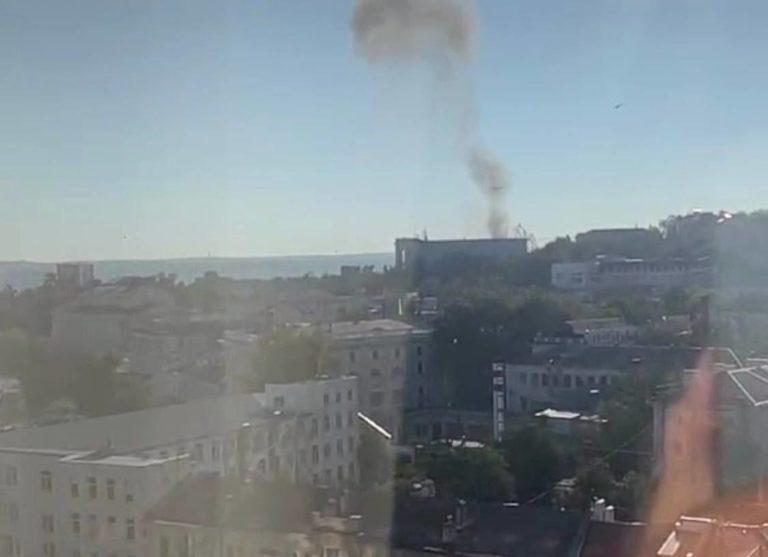 An UAV hit the roof of the headquarters of Russia’s Black Sea Fleet, Sevastopol, Crimea, August 20, 2022 