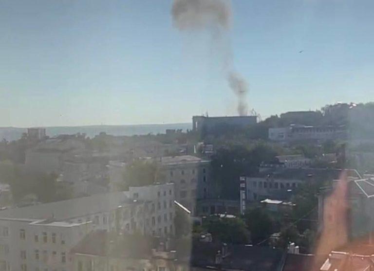 An UAV hit the roof of the headquarters of Russia’s Black Sea Fleet, Sevastopol, Crimea, August 20, 2022