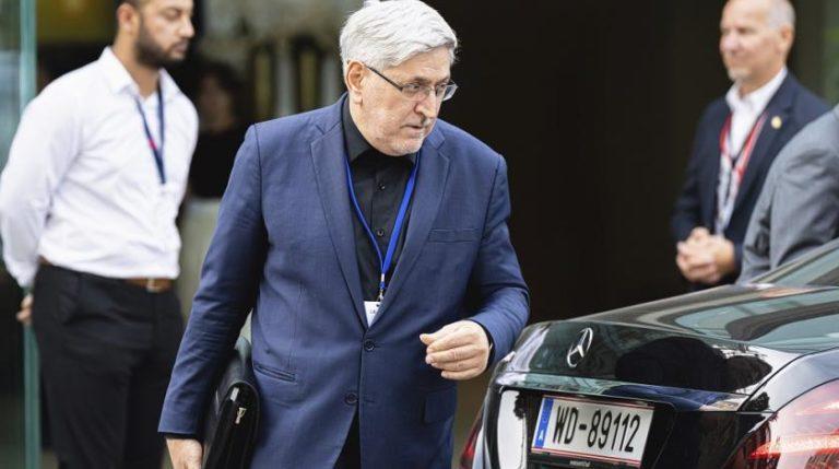 Iranian envoy to the IAEA in Vienna, Mohsen Naziri Asl, leaves Palais Coburg, venue of closed-door nuclear talks, August 5, 2022