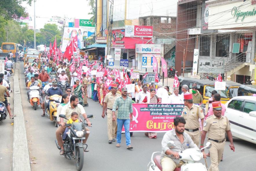 Rally demanding reopening of PDS shops. Image courtesy: CPI(M) Puducherry