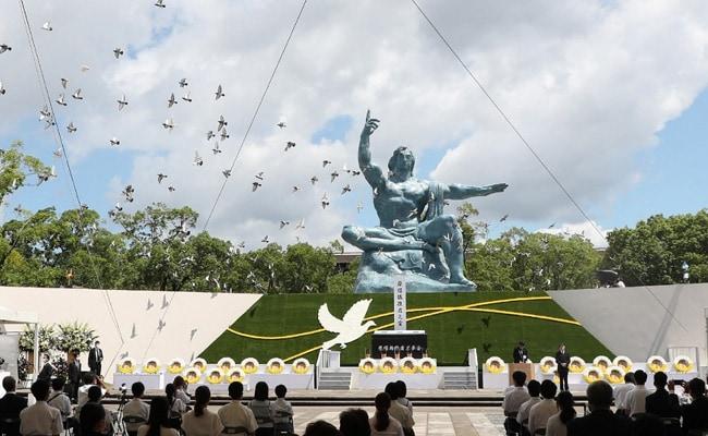 Nagasaki Day: A memorial service underway at the Nagasaki Peace Park in Japan.