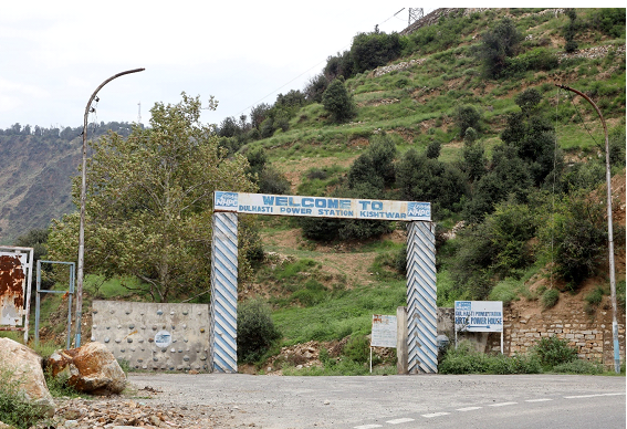The entrance to the Dul Hasti Hydroelectric Plant in Kishtwar.