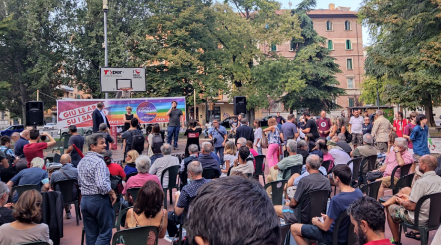 A People’s Union campaign event in Bologna, Italy. Photo: Potere al Popolo