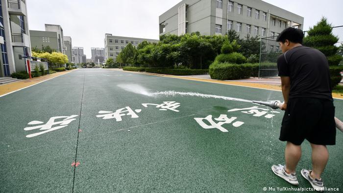 'Sponge cities' use permeable surfaces, like this road in the Chinese city of Qian'an, to absorb water