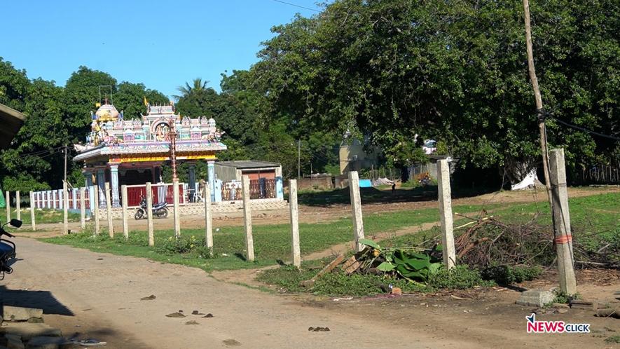 The fence around the temple prevents the members of the SC community from using the road and the playground.
