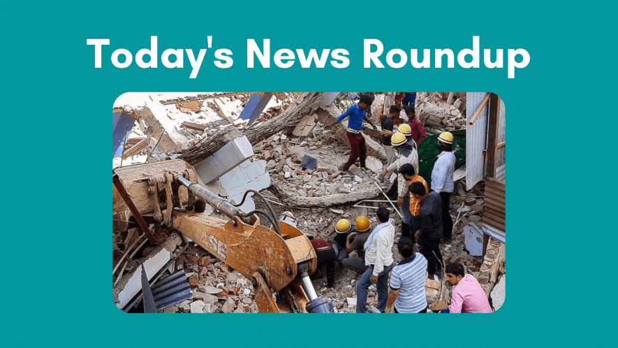 Rescue operation under way after a portion of a building, that was being demolished, collapsed, in Gurugram.  Read more at: https://www.deccanherald.com/national/north-and-central/1-dead-3-injured-as-gurugram-building-collapses-during-demolition-1150378.html