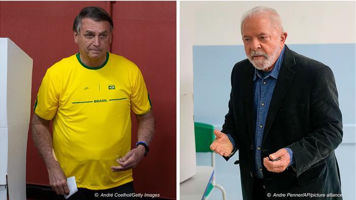 Luiz Inacio Lula da Silva (rights) hopes to take in the first round as incumbent Jair Bolsonaro