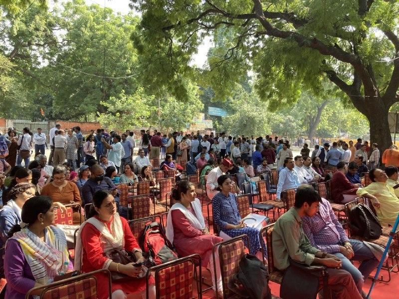 Delhi University teachers are on a three-day strike against the selection process for permanent faculty at colleges. Image: Ronak Chhabra.