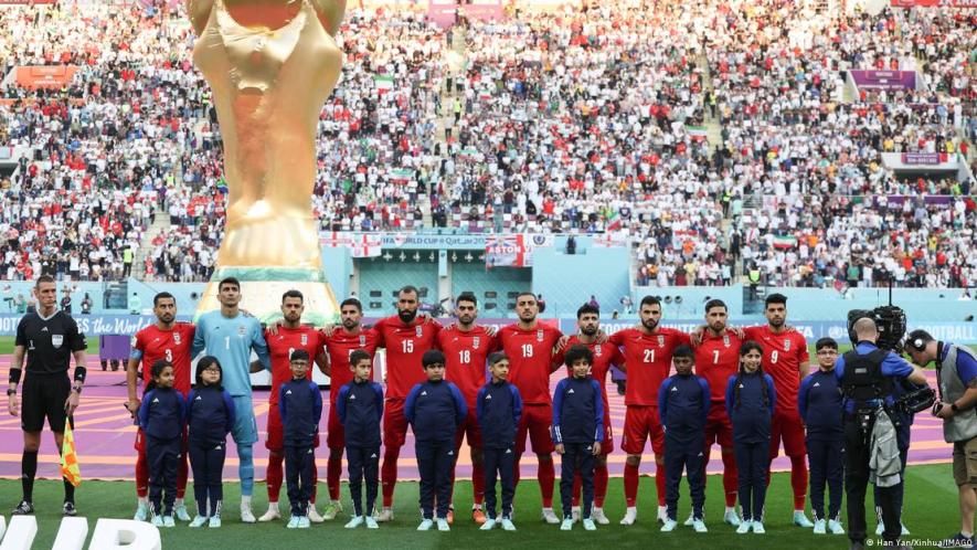 Iran's players stood together, united in not signing the country's national anthem