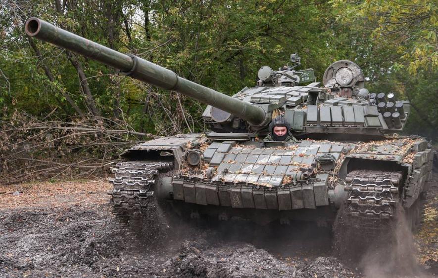 A T-72 tank of the Russian Armed Forces is pictured in Donetsk