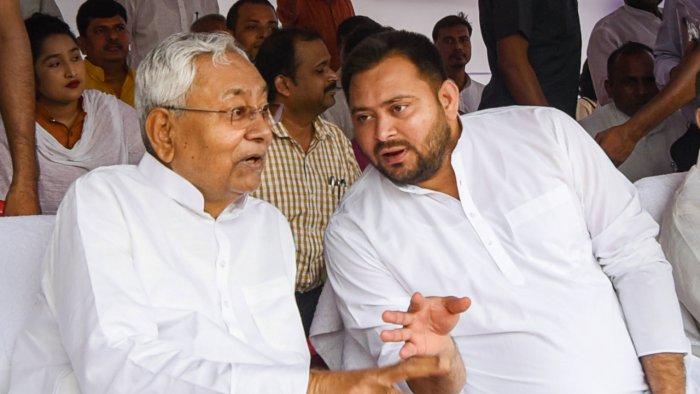 Bihar Chief Minister Nitish Kumar with Deputy CM Tejashwi Yadav