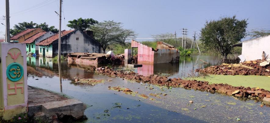 Damaged homes provide testimony of the devastation caused by rains