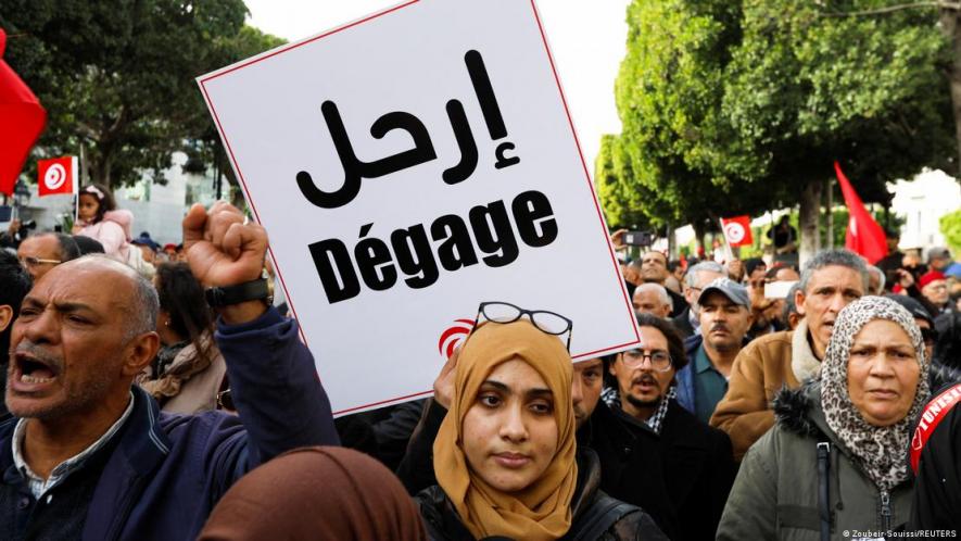 Hundreds of Tunisians took to the streets in the run up of the parliamentary elections and called for President Kais Saied to leave office.