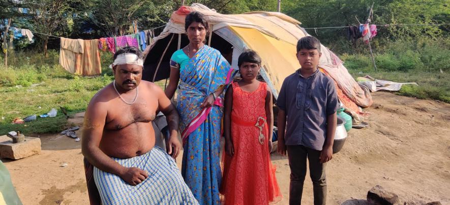 Sannamma with her injured husband and her children