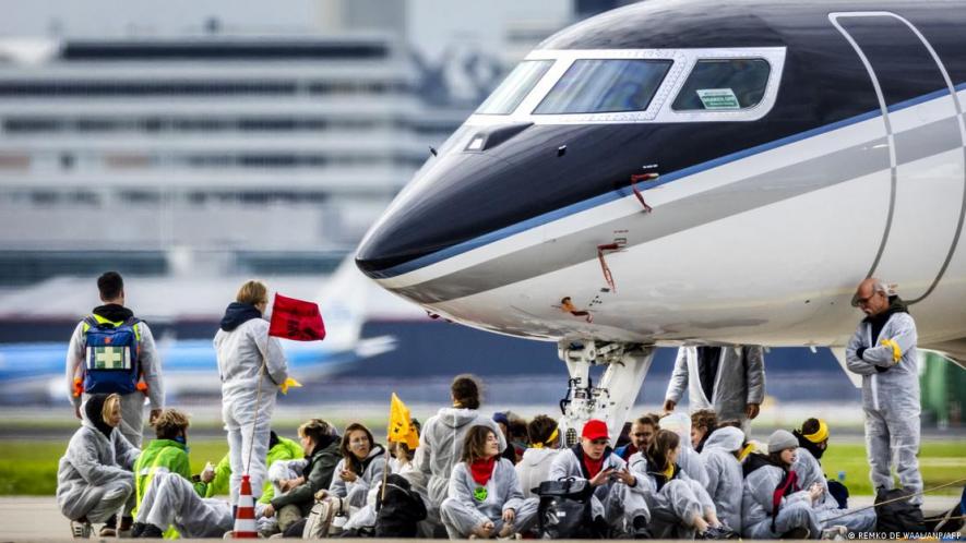 Hundreds of climate activists blocked an airport runway in the Netherlands in November and stopped private jets from taking off