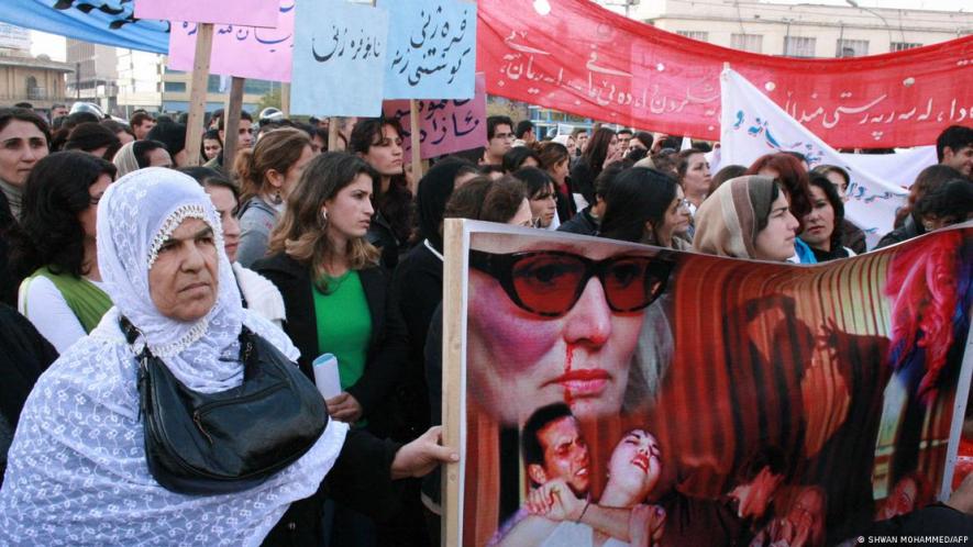 Protests in Iraqi Kurdistan in 2008: Ten years later, authorities there set up a hotline for victims of domestic violence