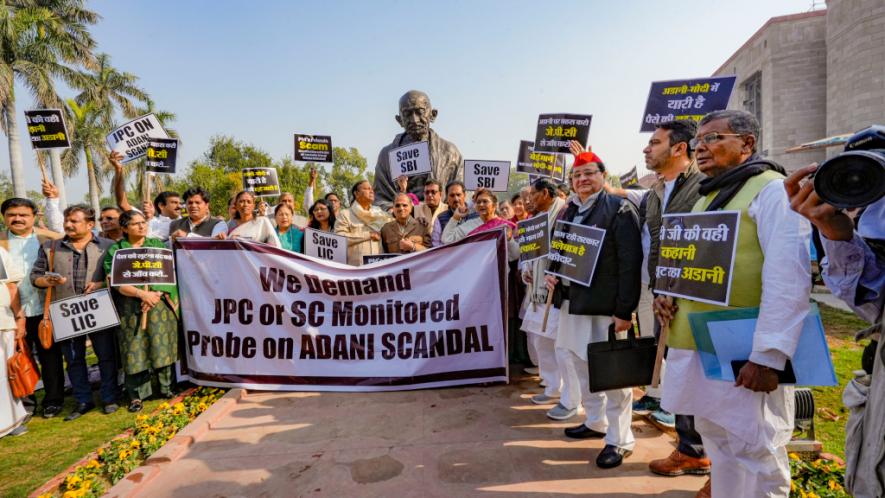 opposition protest adani issue in parliament