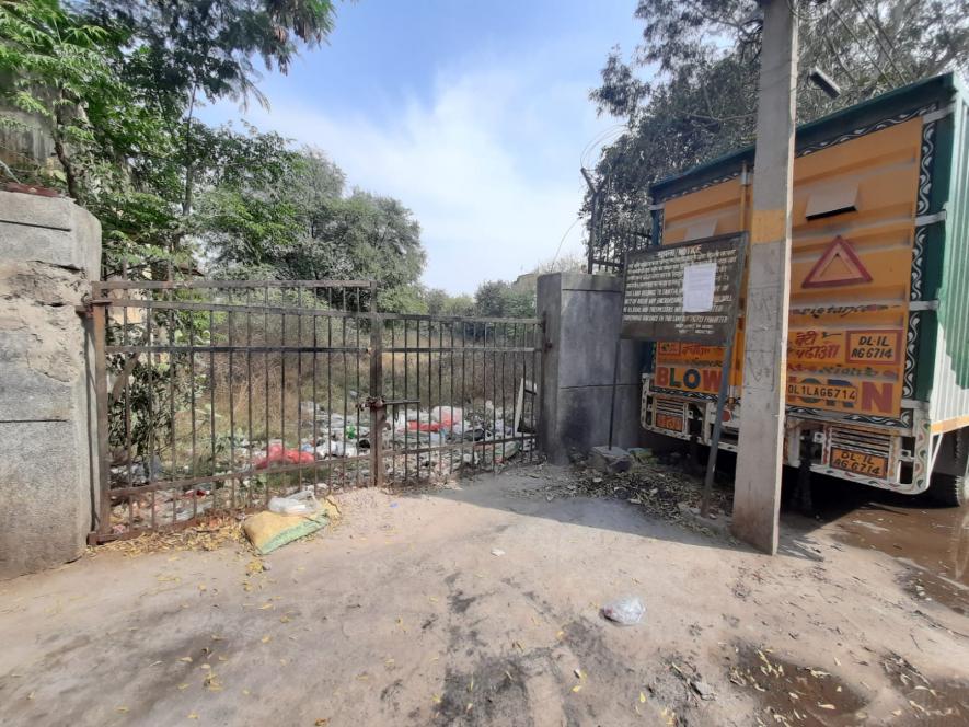 The Budhela pond land. The main gate from where the entire area has been made restricted