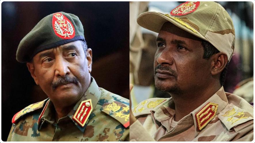 Sudanese army chief Abdel Fattah al-Burhan (left) and RSF head Hemeti