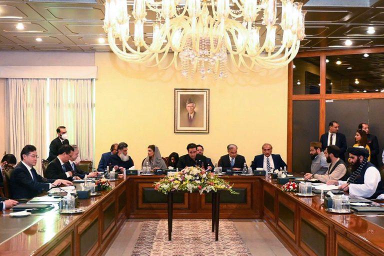 A trilateral foreign minister level meeting agreed to extend China-Pakistan Economic Corridor to Afghanistan, Islamabad, May 5, 2023
