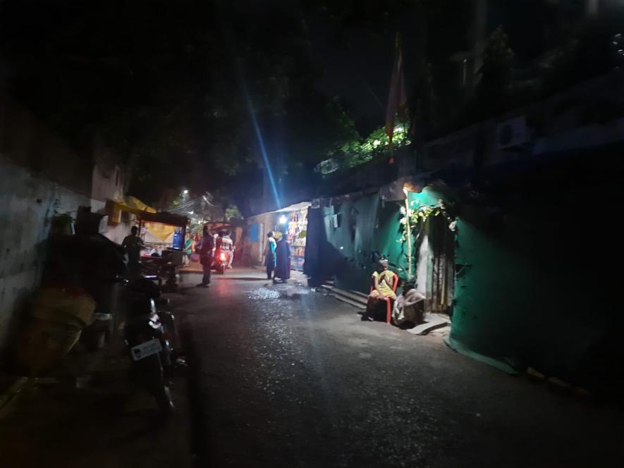 The entrance of one of the Mukhi bastis shows narrow lanes, often painted blue, and many pictures of B R Ambedkar, more than anywhere else in Steel City.