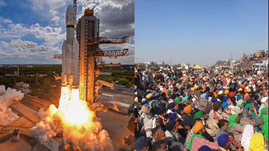 ISRO's Launch Vehicle Mark-III (LVM3) M4 rocket carrying 'Chandrayaan-3' lifts off from the launch pad at Satish Dhawan Space Centre, in Sriharikota, Friday, July 14, 2023.
