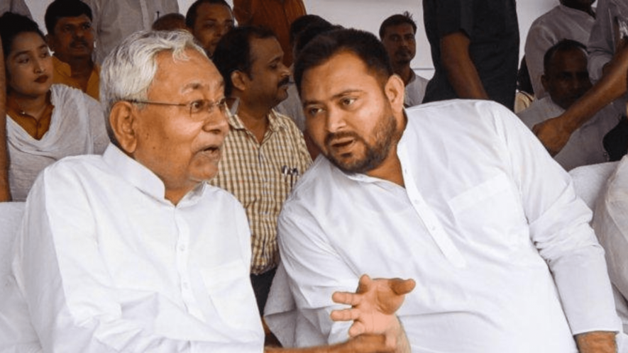Bihar Chief Minister Nitish Kumar with Deputy CM Tejashwi Yadav. Image Courtesy: PTI