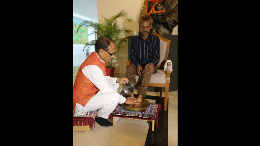 MP: To Pacify Anger, CM Washed Tribal Man's Feet who was Urinated Upon, Congress Alleges Theatrics